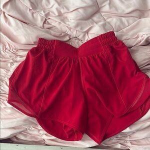 Lululemon Hotty hot shorts size 0. Red
